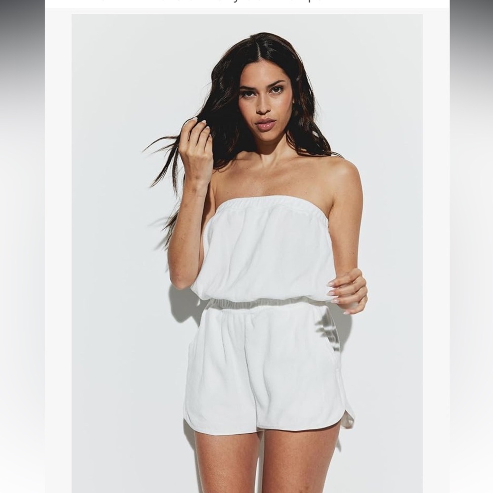 Rivet Utility Hot Stuff Navy Terry Strapless Romper